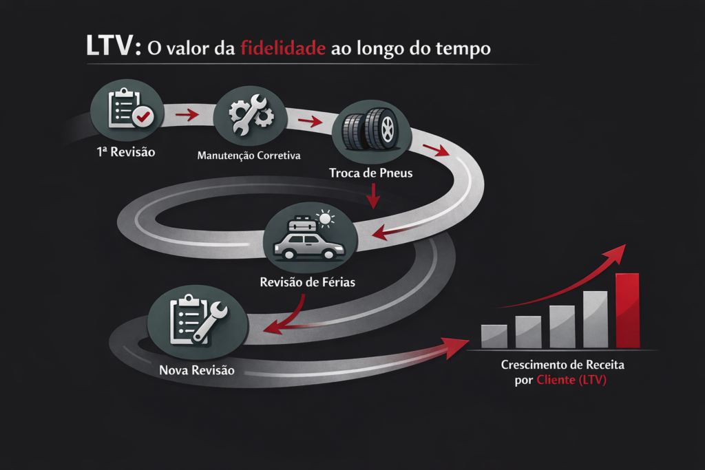 Visualizar que um cliente não é uma venda única, mas um fluxo de receita constante.